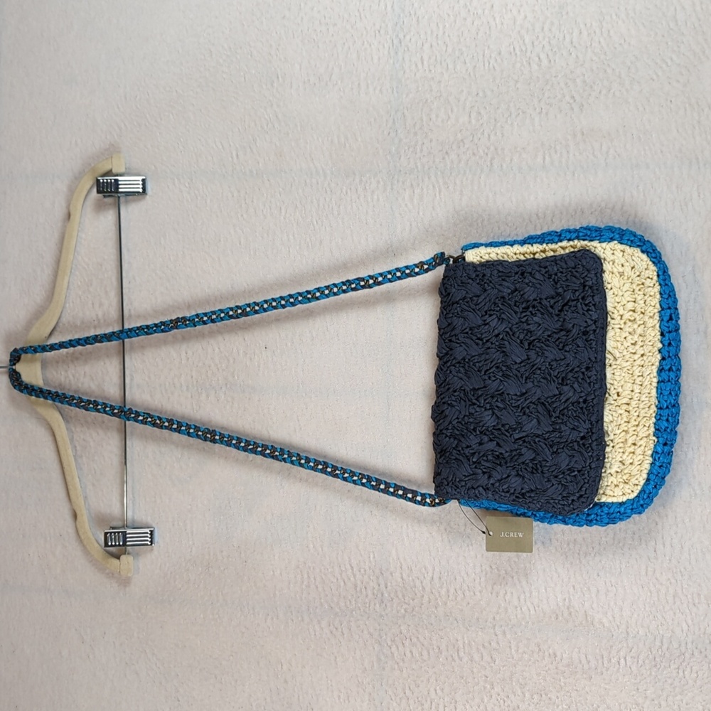 J. Crew Raffia‎ Straw Woven Colorblock Crossbody Shoulder Bag